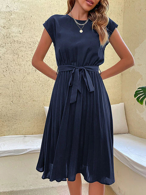 sommerkleid mit taillenband & fließender a-linie