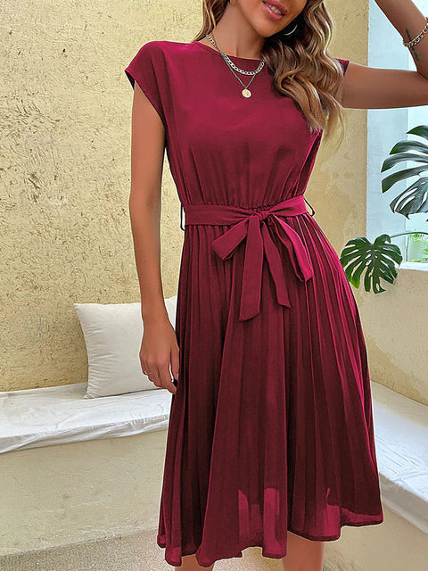 sommerkleid mit taillenband & fließender a-linie