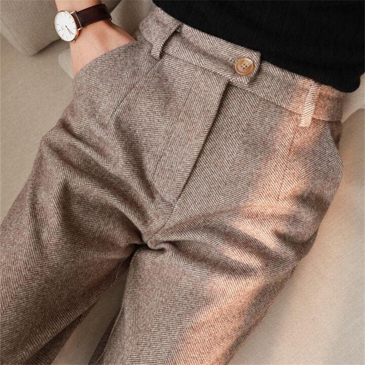 WW | Lässige Tailored Hosen Mit Hoher Taille Taschen Und Knopf