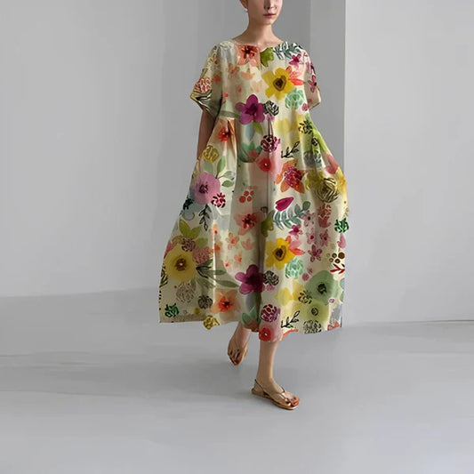 Boho-Blumenkleid - Weites Kleid