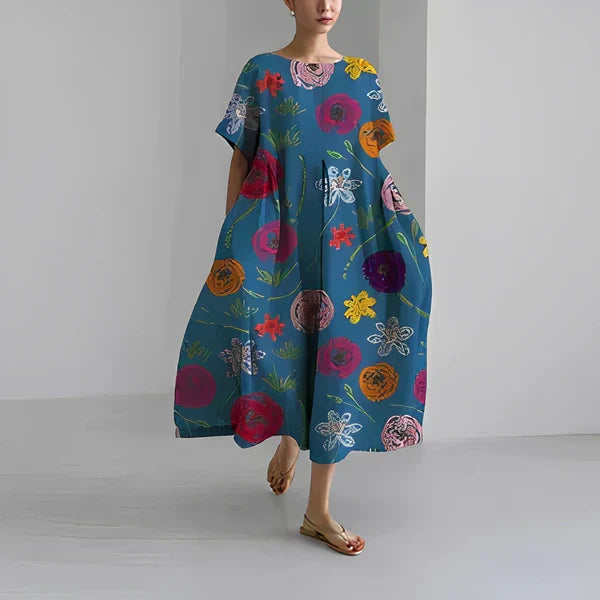 Boho-Blumenkleid - Weites Kleid