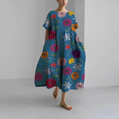 Boho-Blumenkleid - Weites Kleid