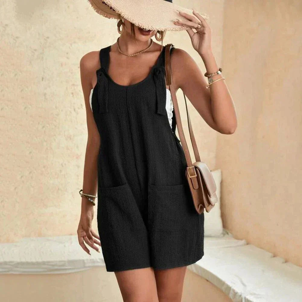Merche ärmelloser Strampler Jumpsuit mit 2 Taschen