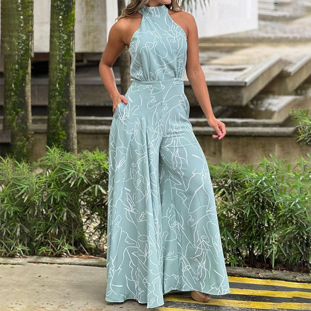 Merche ärmelloser Jumpsuit mit sommerlichen Vibes und Printmuster