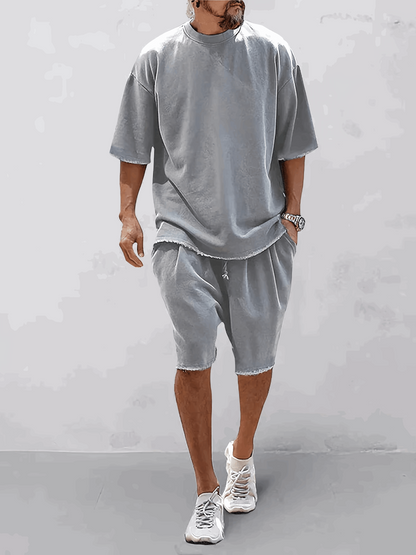 Merche locker sitzendes einfarbiges Shirt-Set