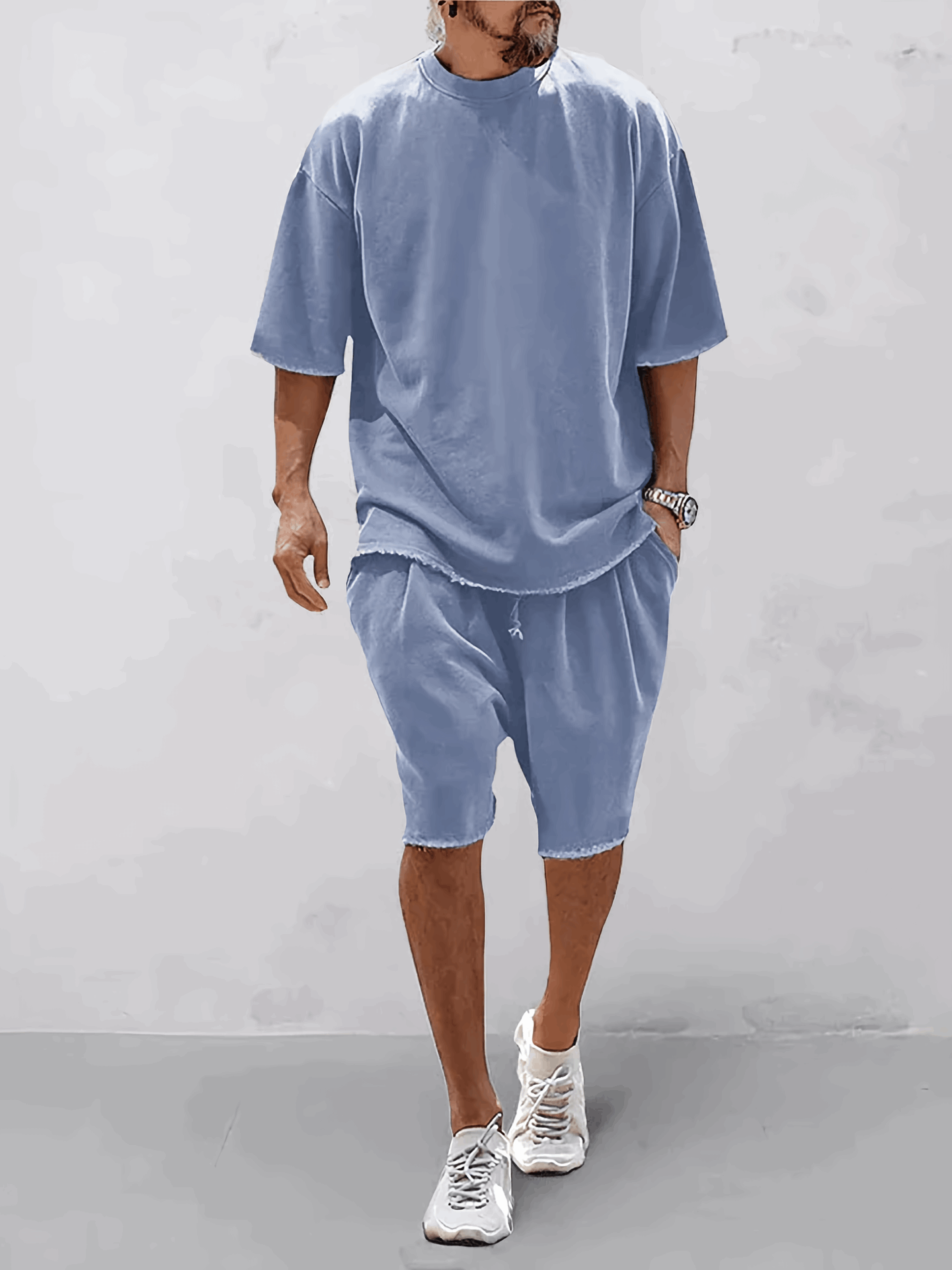 Merche locker sitzendes einfarbiges Shirt-Set