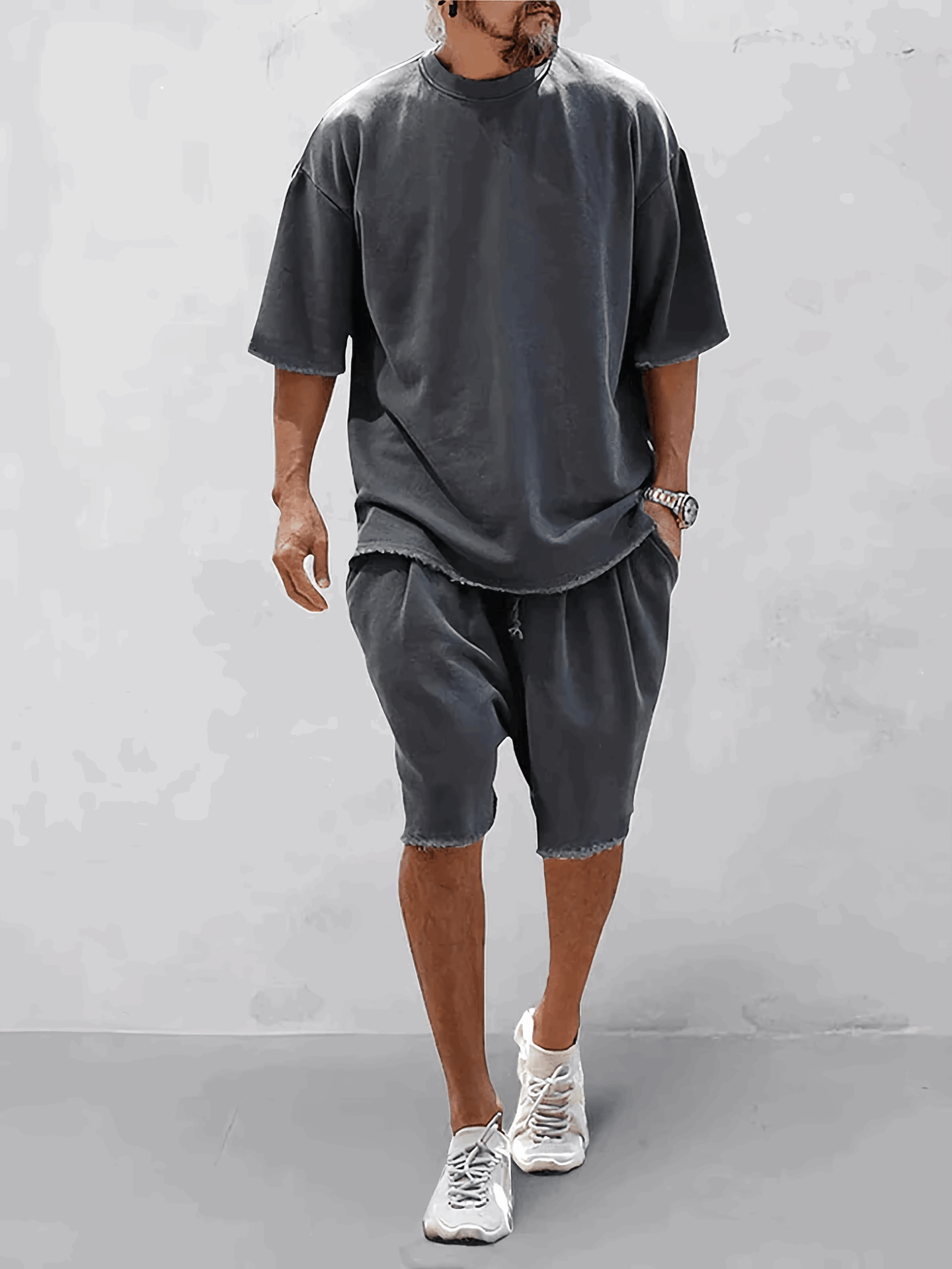 Merche locker sitzendes einfarbiges Shirt-Set