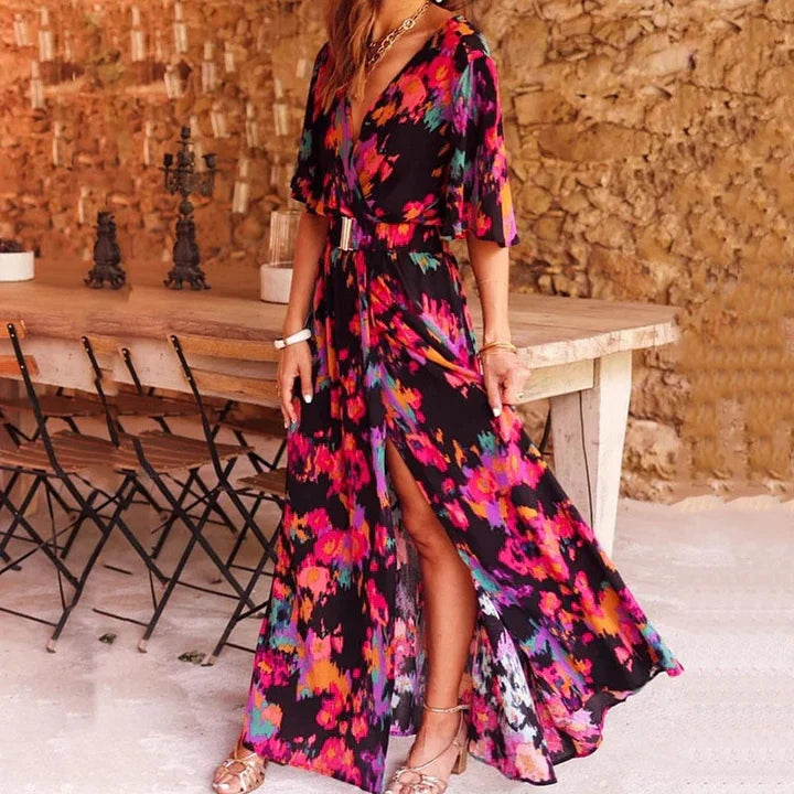 – überlappendes maxikleid