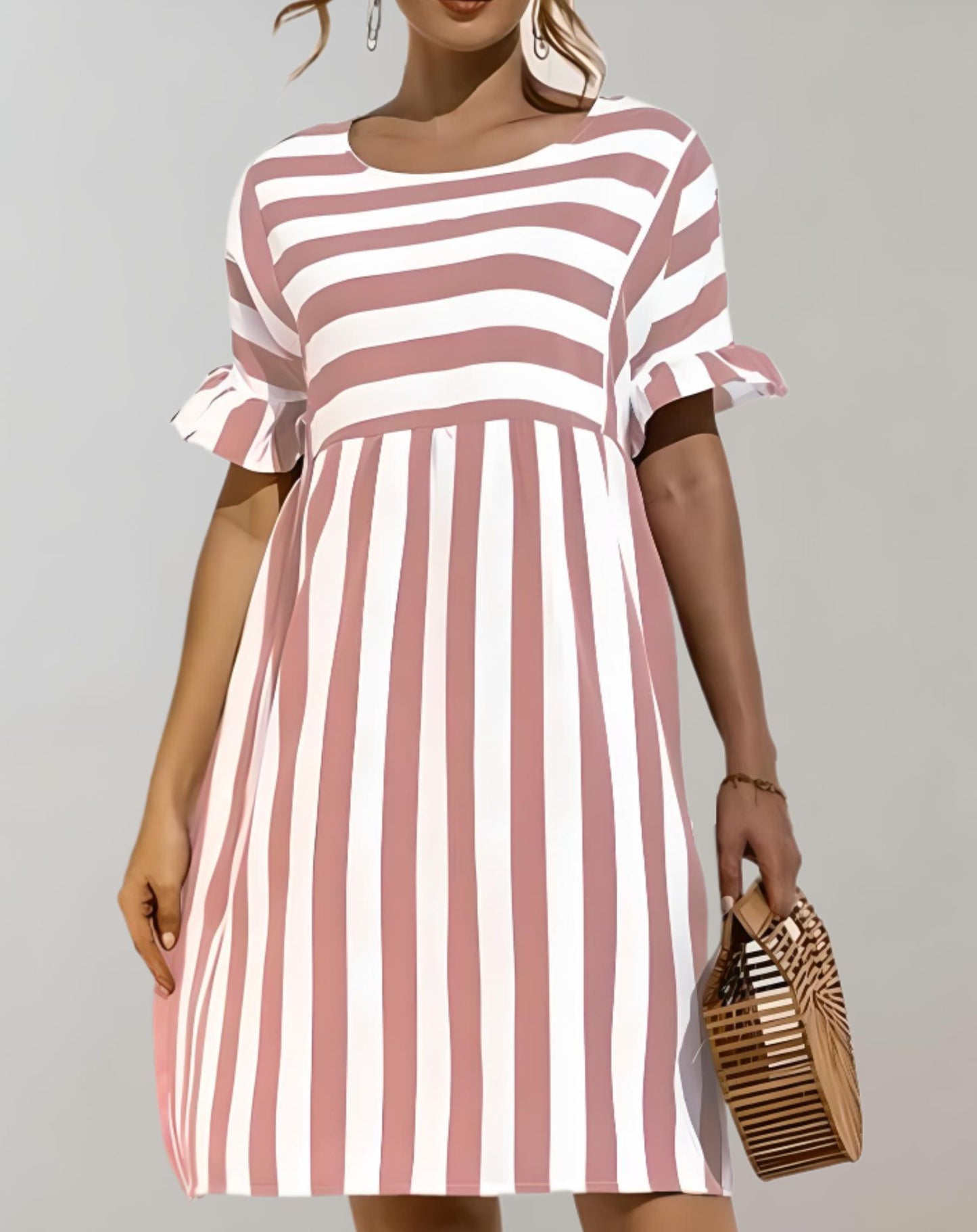 WW | Weites Minikleid Mit Rundhalsausschnitt Und Streifendesign Kleid