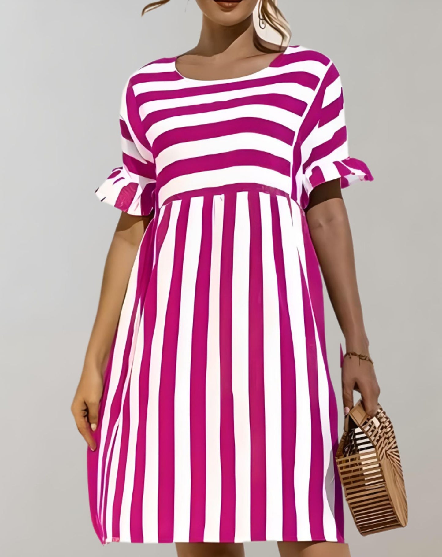 WW | Weites Minikleid Mit Rundhalsausschnitt Und Streifendesign Kleid