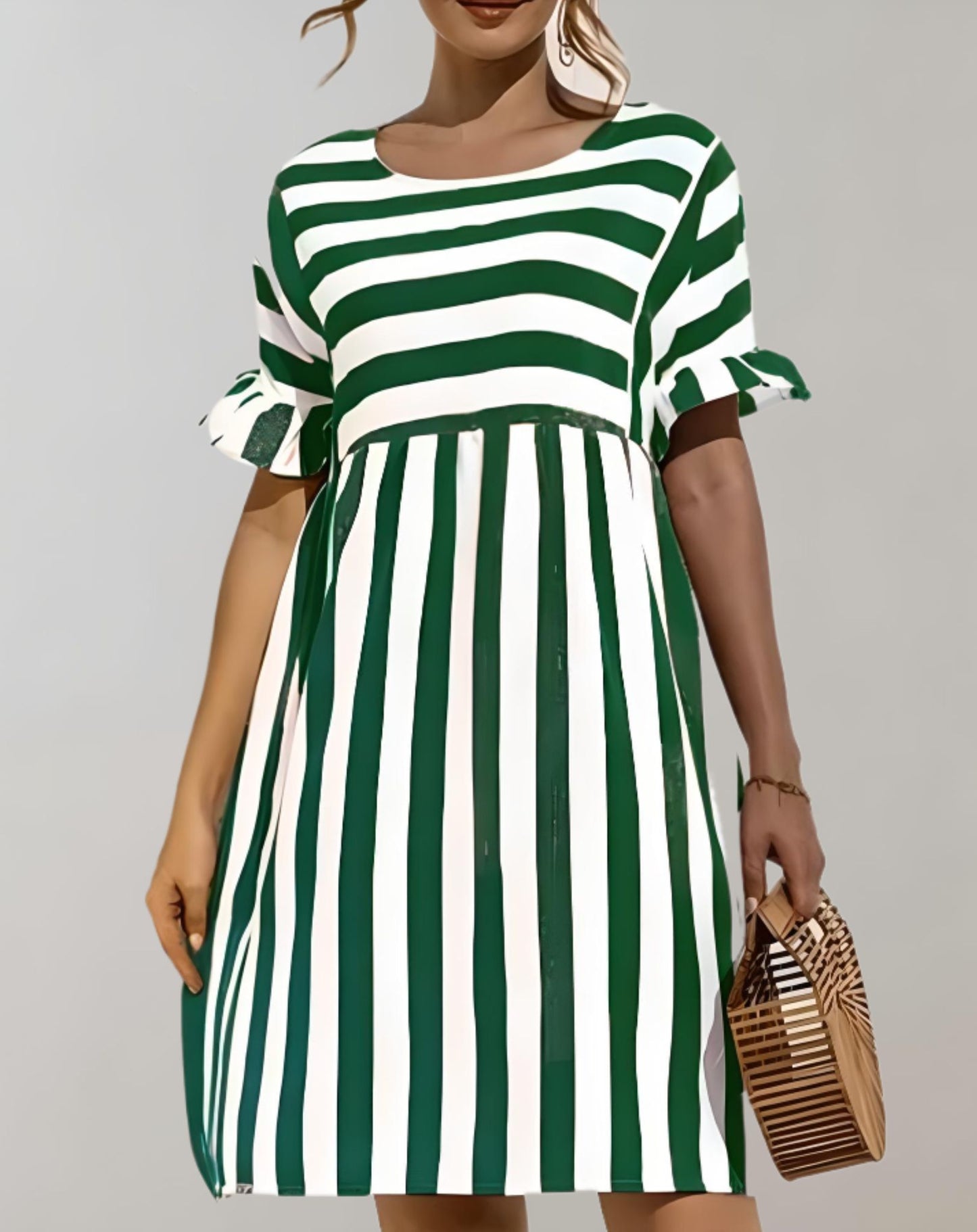 WW | Weites Minikleid Mit Rundhalsausschnitt Und Streifendesign Kleid