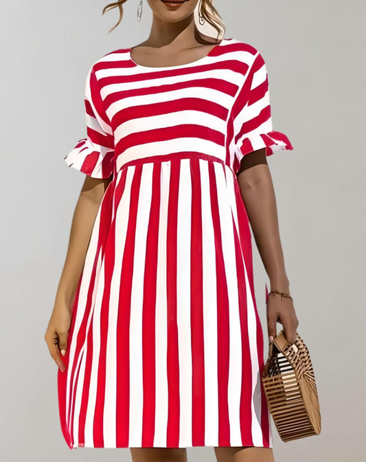 WW | Weites Minikleid Mit Rundhalsausschnitt Und Streifendesign Kleid