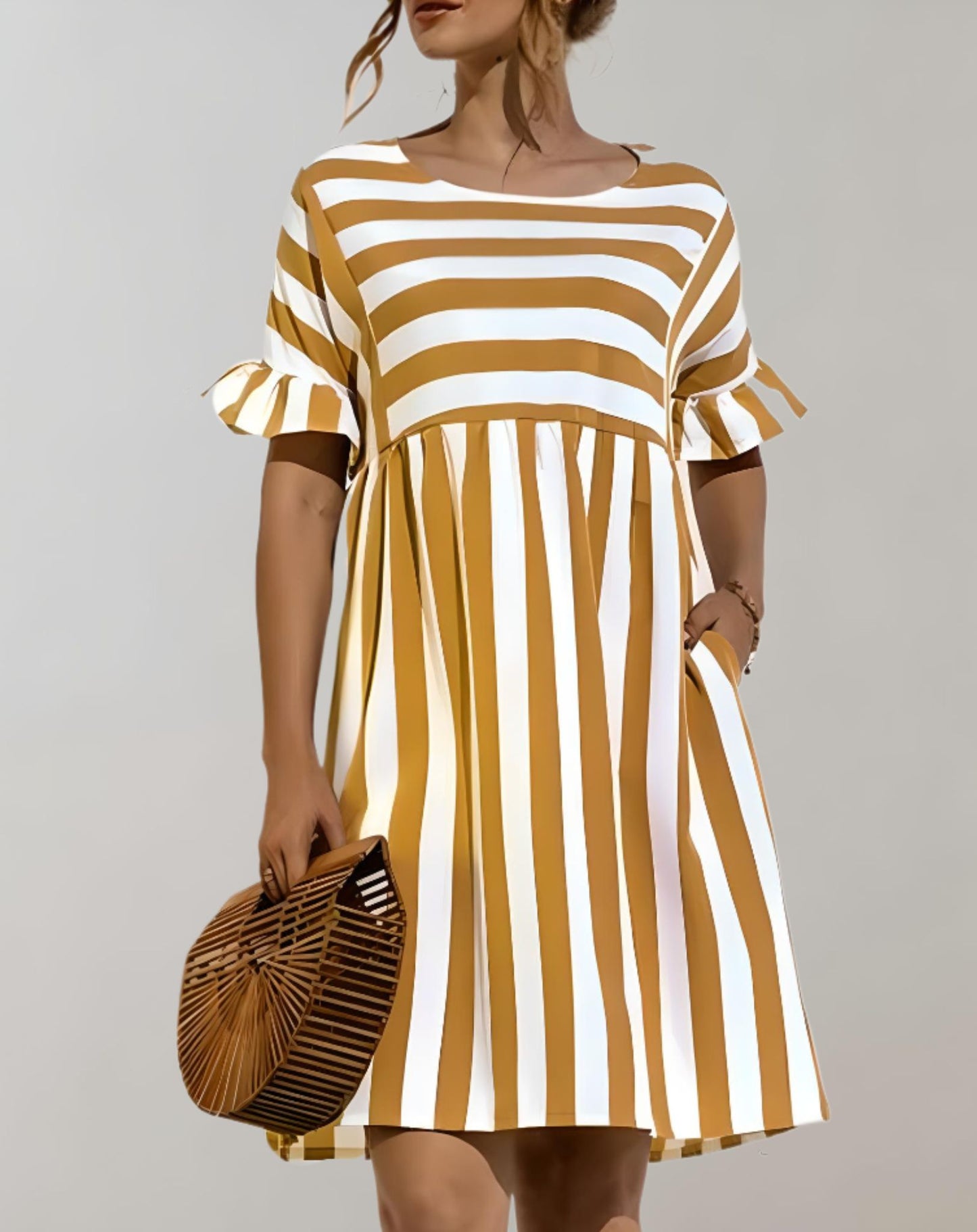 WW | Weites Minikleid Mit Rundhalsausschnitt Und Streifendesign Kleid