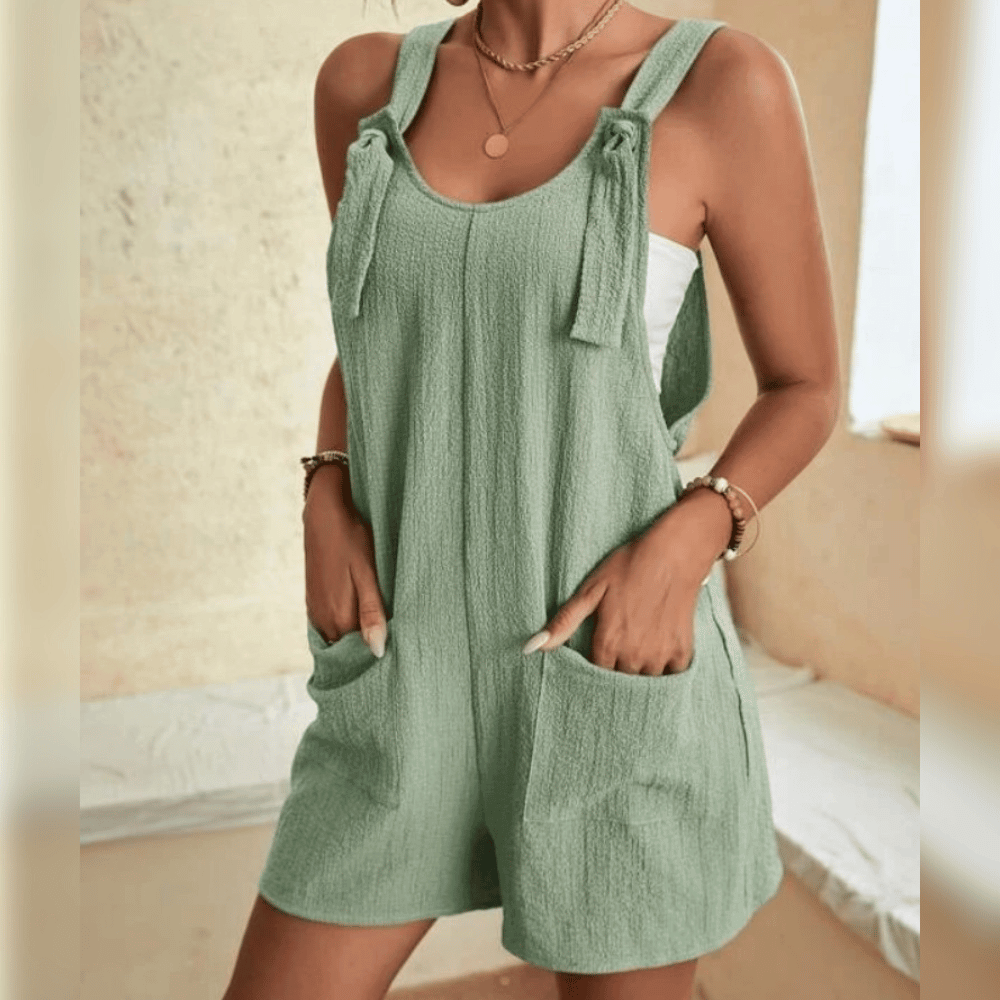 Merche ärmelloser Strampler Jumpsuit mit 2 Taschen