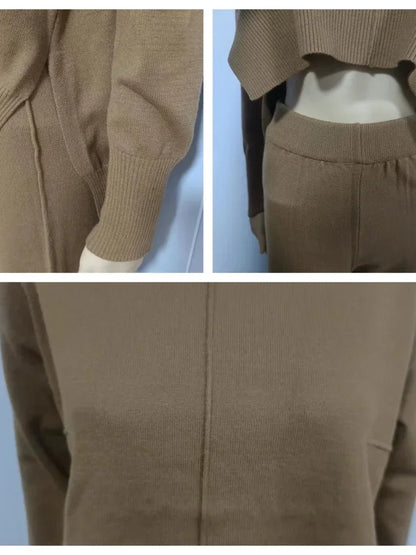 Merche Set mit langen Ärmeln in unifarbenem Strickdesign