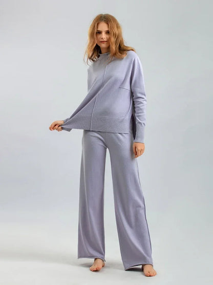 Merche Set mit langen Ärmeln in unifarbenem Strickdesign