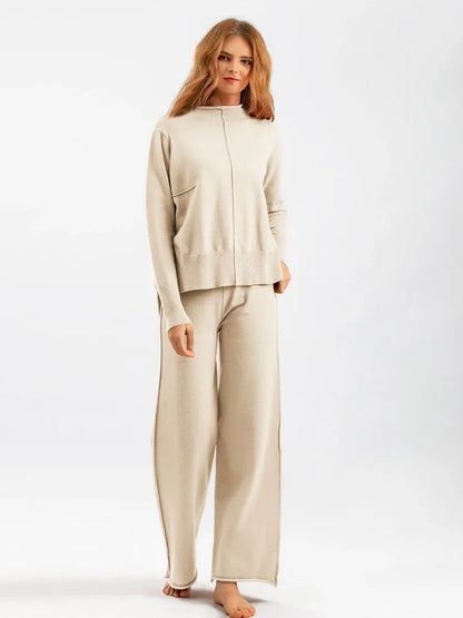 Merche Set mit langen Ärmeln in unifarbenem Strickdesign