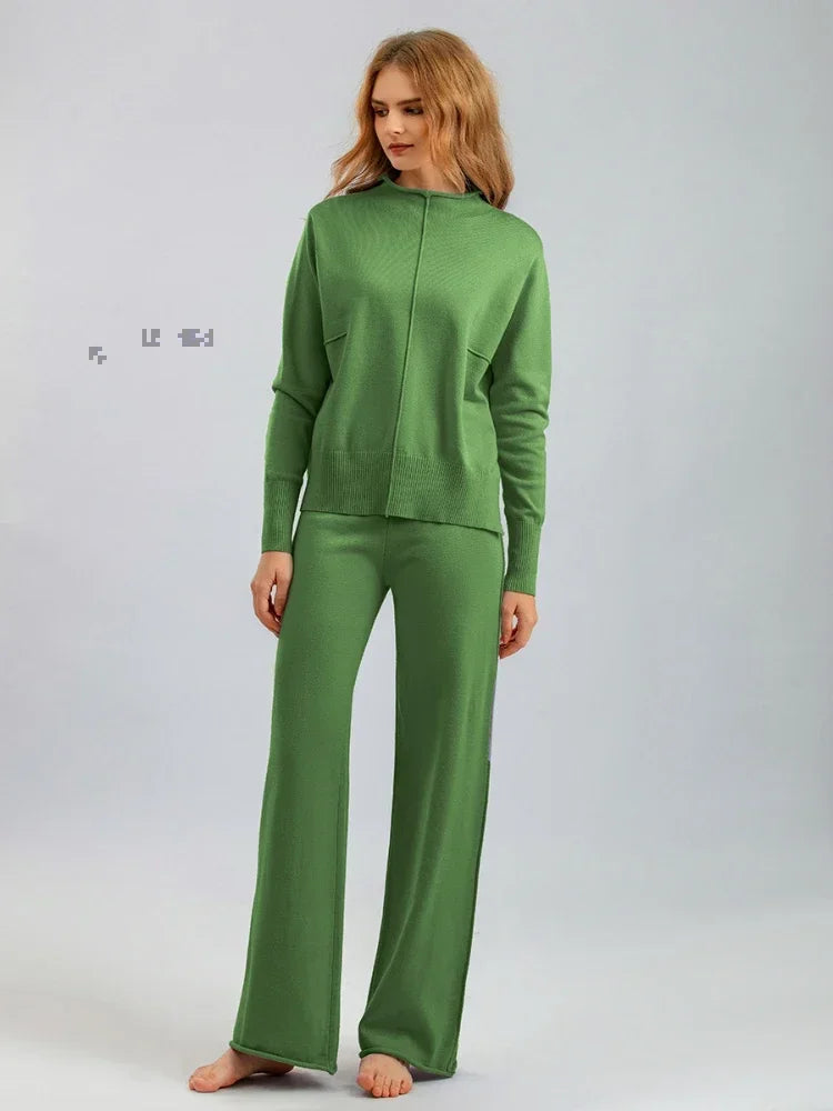 Merche Set mit langen Ärmeln in unifarbenem Strickdesign