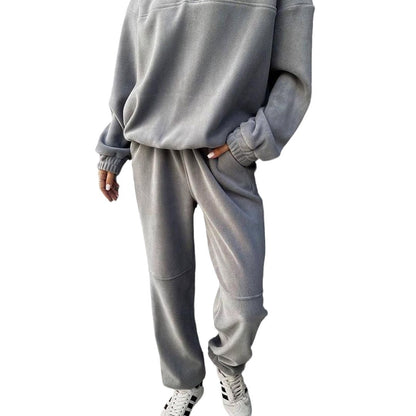 Damen Freizeitlicher Fleece-Pullover mit halber Knopfleiste und lässigem Schnitt Merchesia