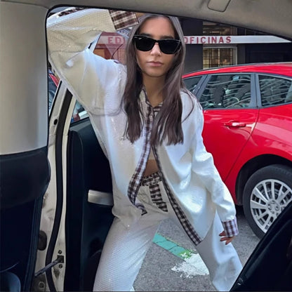 Damen Glamouröses Lounge-Set mit Pailletten Merchesia