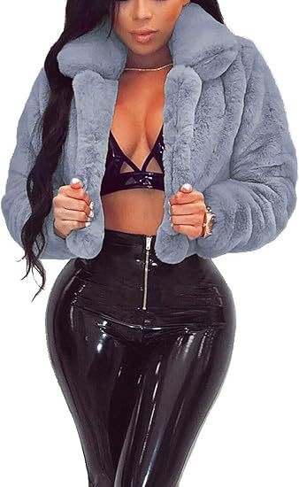 Damen Luxuriöse Kunstpelzjacke im eleganten Cropped-Design Merchesia