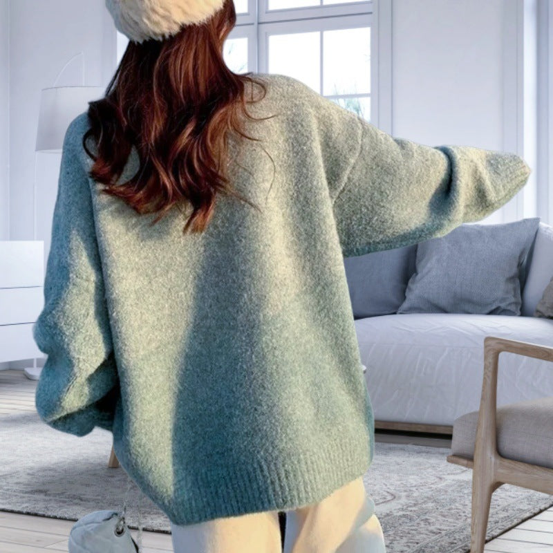 Damen lässiger Oversized-Pullover mit seitlichem Schlitzdesign Merchesia