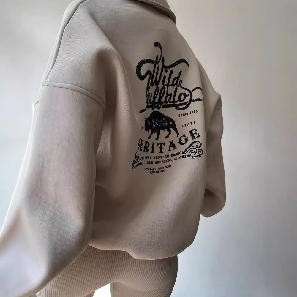 Damen Hoodie-Pullover mit hohem Kragen und Reißverschluss Merchesia