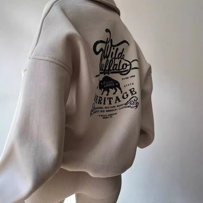 Damen Hoodie-Pullover mit hohem Kragen und Reißverschluss Merchesia