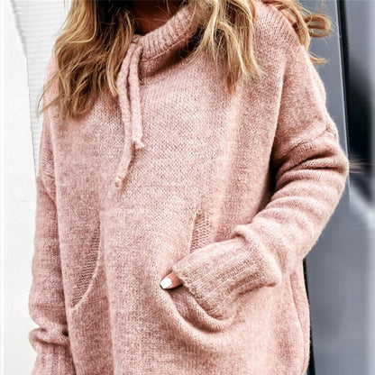 Damen lässiger Pullover mit Kapuze und strukturiertem Gewebe Merchesia