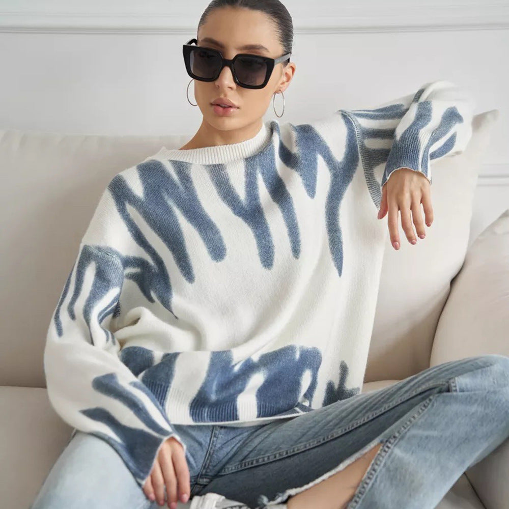 Damen Oversized Pullover mit kreativem Muster und weich strukturiertem Material Merchesia