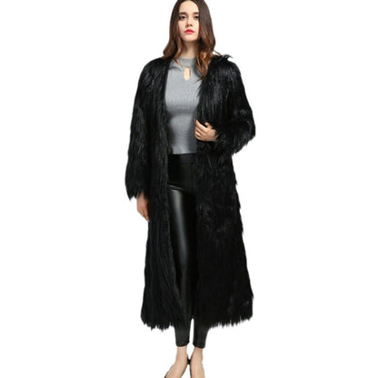 Damen Luxuriöser Kunstpelzmantel mit elegantem Futter Merchesia