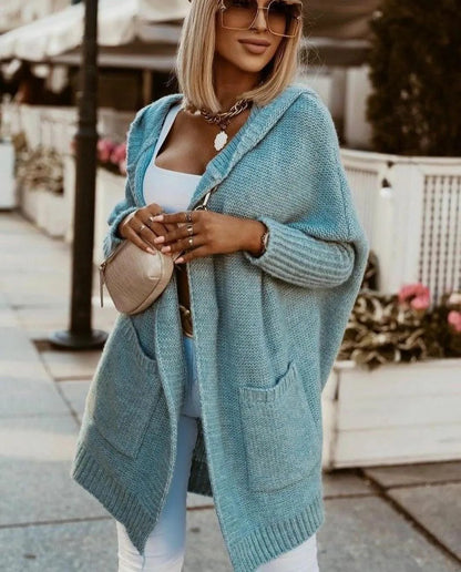 Damen lässige Strickjacke mit großen Taschen und kuscheligem Material Merchesia