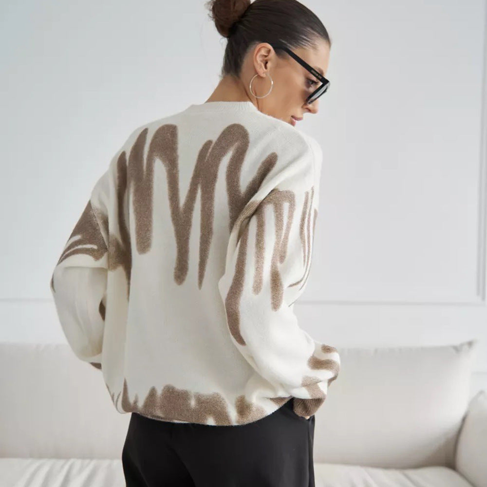 Damen Oversized Pullover mit kreativem Muster und weich strukturiertem Material Merchesia