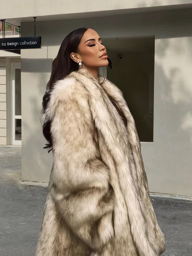 Damen Eleganter Kunstpelzmantel Merchesia