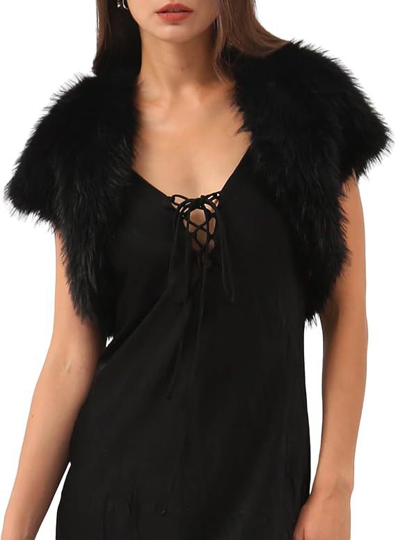 Damen Flauschige Kunstpelzweste im offenen Design Merchesia