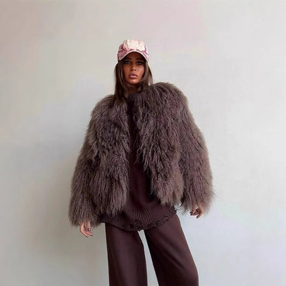 Damen Fleece-Überzieher im trendigen Bouclé-Stil Merchesia