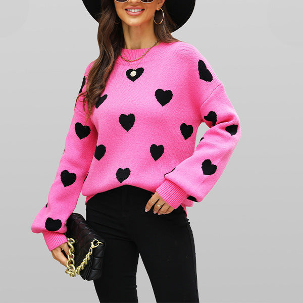 Damen Herzmuster Pullover Merchesia