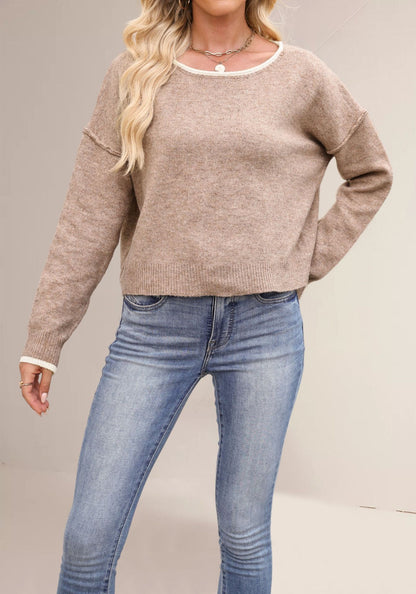 Damen lässiger Pullover mit weitem Schnitt und sanften Texturen Merchesia