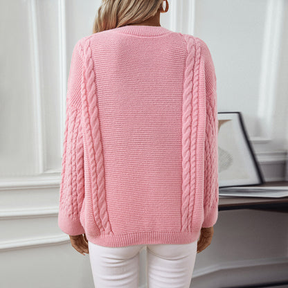 Damen Strickpullover mit strukturiertem Zopfmuster Merchesia