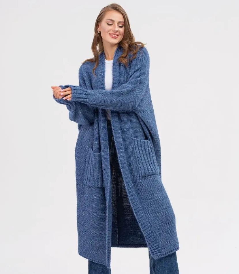 Damen Gemütlicher Strickmantel mit großen Taschen und oversized Schnitt Merchesia