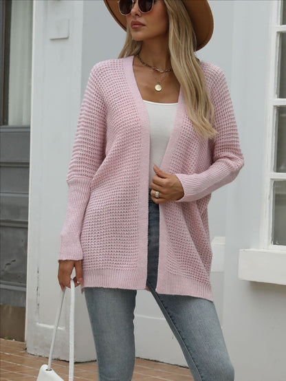 Damen Großer Strickcardigan mit modernem Wabenmuster und offenem Schnitt Merchesia