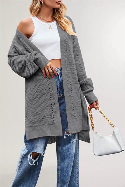 Damen lässige Strickjacke mit offenem Design und weiten Ärmeln Merchesia