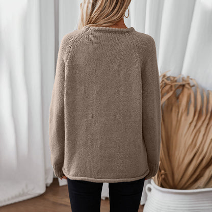 Damen gemütlicher Strickpullover mit weitem Schnitt und Rundhalsausschnitt Merchesia