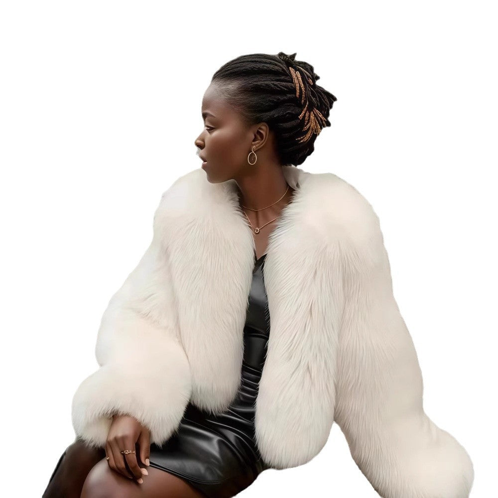 Damen Fleece Kunstpelzmantel Merchesia