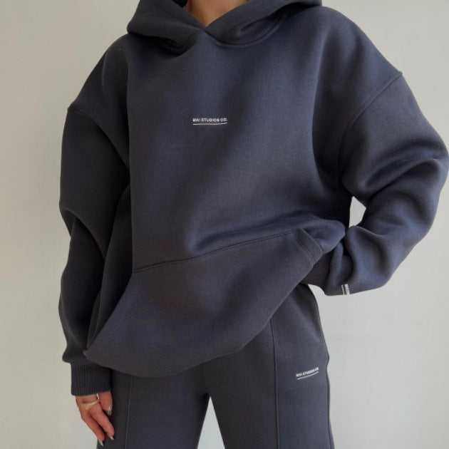 Damen lässiger oversized Kapuzenpullover mit praktischer Kängurutasche Merchesia