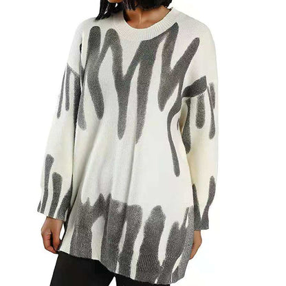 Damen Lässiger Pullover mit modernem Abstract-Design und oversized Passform Merchesia