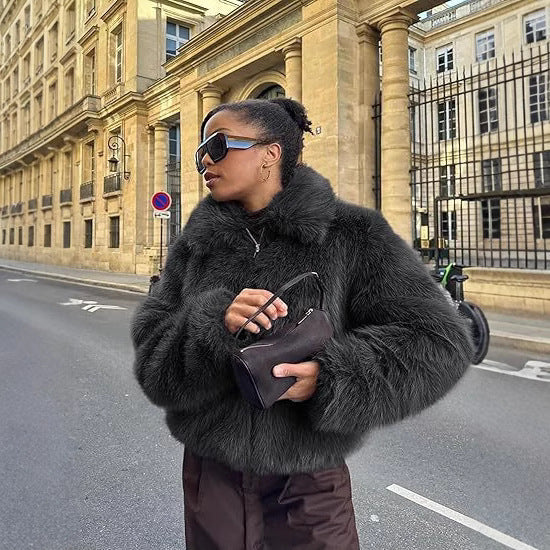 Damen Designer Kunstfelljacke Merchesia