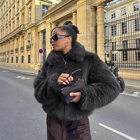 Damen Designer Kunstfelljacke Merchesia