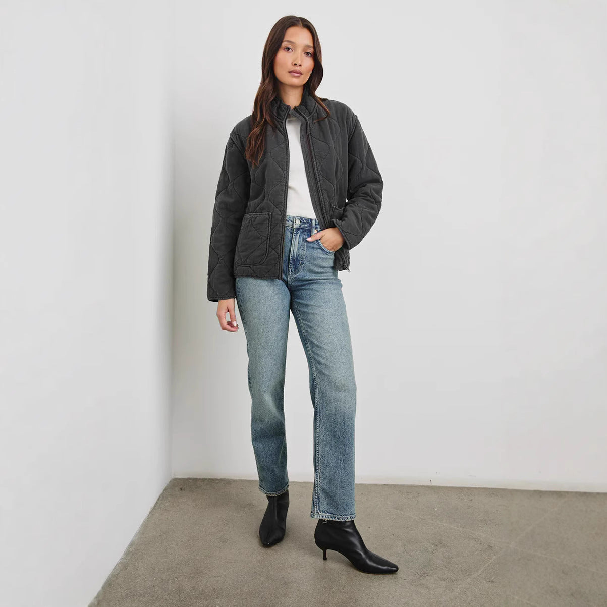 Damen gestepfte Freizeitjacke mit praktischen Taschen Merchesia