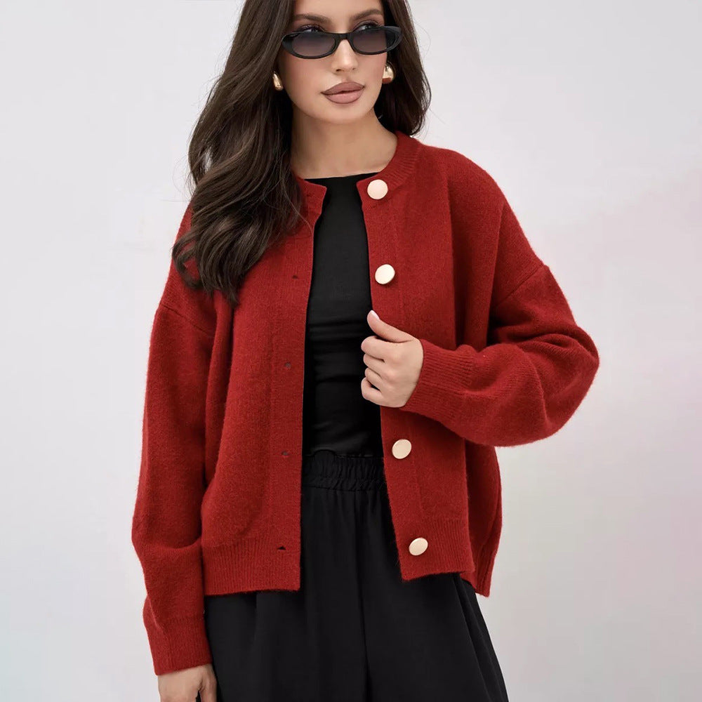 Damen Gemütlicher Strickcardigan mit Knopfdetails und lässigem Schnitt Merchesia